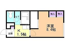 レオパレスサンブリッジ8 1Kの間取図画像