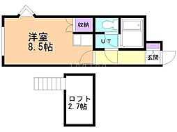クレールコート ワンルームの間取図画像