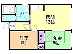 プラザ38B 2LDKの間取図画像