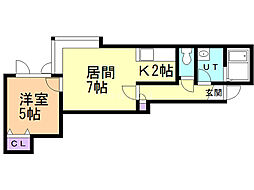 グラウディ・レビジョン2 1LDKの間取図画像