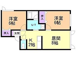 ランドマーク21 2LDKの間取図画像