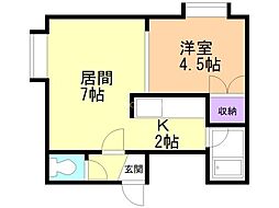 コンサドーレ元町 1LDKの間取図画像