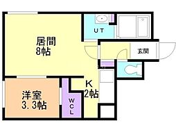 札幌市営南北線 北18条駅 徒歩5分の賃貸マンション 1階1LDKの間取り