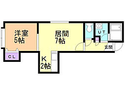 ペールメリッサ2 1LDKの間取図画像