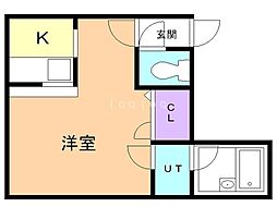 ジークフリート元町 1Kの間取図画像