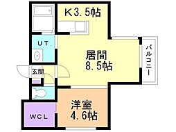札幌市東区北二十条東5丁目マンション 1LDKの間取図画像