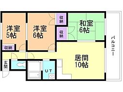 フレグランス三島 3LDKの間取図画像