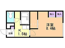 レオパレススカイミュー 1Kの間取図画像