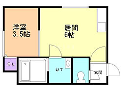 ノース10 1DKの間取図画像