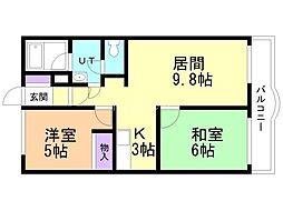 ローヤルハイツ21 2LDKの間取図画像