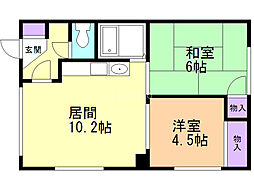 恵マンション 2LDKの間取図画像
