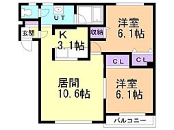 ロイヤルハイツ 2LDKの間取図画像