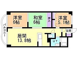 ビラ・サンライト第2 3LDKの間取図画像
