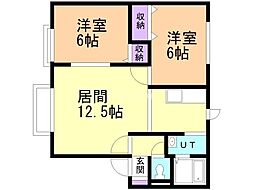 サンヴィレッジ伏古A 2LDKの間取図画像