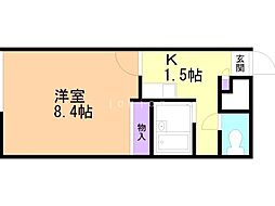 レオパレスフォルテック1 1Kの間取図画像