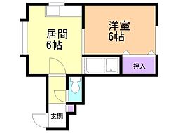 ベッツ北24 1DKの間取図画像