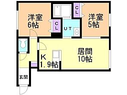 ラグジースペースN33 2LDKの間取図画像