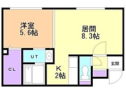 グランメール新道東駅北 1LDKの間取図画像