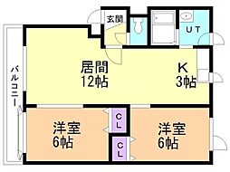 プラテーク38 2LDKの間取図画像