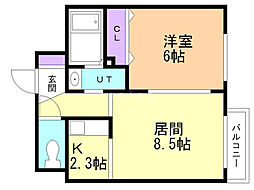 N35フジイMS 1LDKの間取図画像