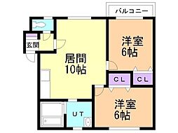 メゾンドルセ 2LDKの間取図画像