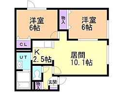 セジュール元町 2LDKの間取図画像