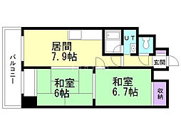 グランヒルズ 2DKの間取図画像