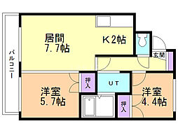 リレント北33条 2LDKの間取図画像