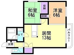 パストラル元町 2LDKの間取図画像