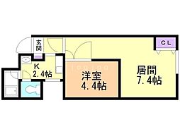 メトロノーム 1LDKの間取図画像