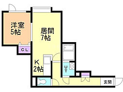 ヴェルソー 1LDKの間取図画像