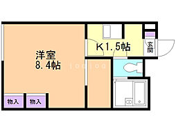 レオパレススカイミュー 1Kの間取図画像