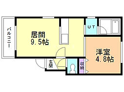 プロスペール北23条 1LDKの間取図画像