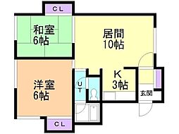 サニーレジデンス 2LDKの間取図画像