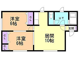 フリーダム1-7 2LDKの間取図画像