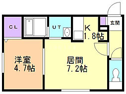 T147 1LDKの間取図画像