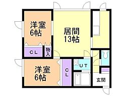 アーティスト45 2LDKの間取図画像