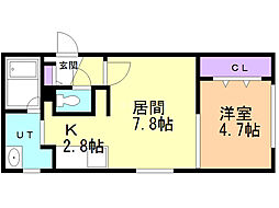 アセット2 1LDKの間取図画像