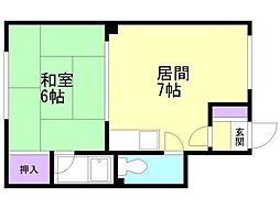幸生マンション 1DKの間取図画像