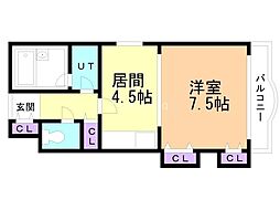 アルファコスモ 1DKの間取図画像