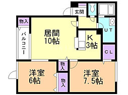 ファミール元町 2LDKの間取図画像