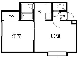 ラポール伏古 1LDKの間取図画像