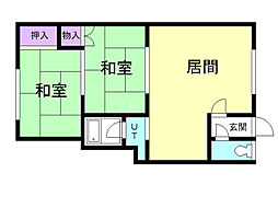 コーポ三栄 2LDKの間取図画像