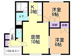 NEWエクセレント 2LDKの間取図画像