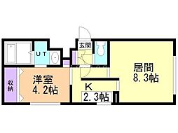 カーサグロリア 1LDKの間取図画像