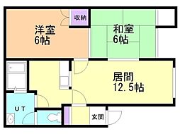ユートリー元町 2LDKの間取図画像