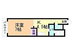 ベル31B 1DKの間取図画像
