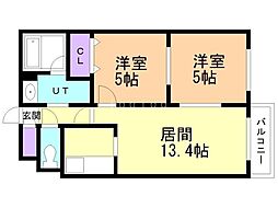 DOMUS33 2LDKの間取図画像