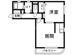 アシルN20 1LDKの間取図画像