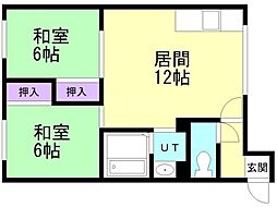 サンハイツA 2LDKの間取図画像